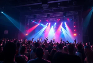 Crowd enjoying a performance by Emerson, Lake & Palmer