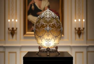 Fabergé Winter Egg with intricate designs and diamonds