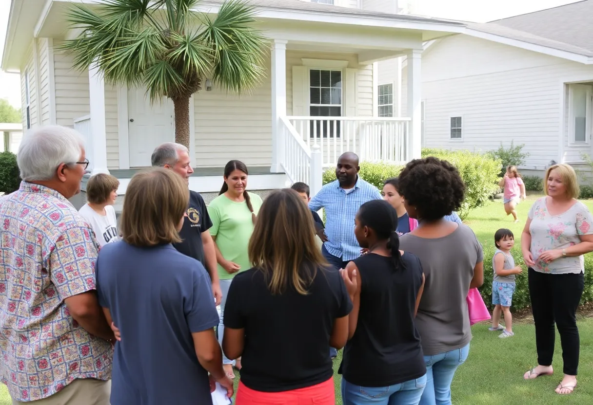 Community members discussing child safety in Fernandina Beach