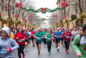 Participants at the Festival of Lights 5K race in Jacksonville