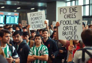 Soccer fans protesting FIFA's ticket prices