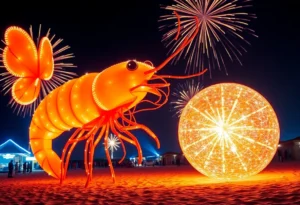 Family-friendly New Year's Eve celebrations in Florida with shrimp and beach ball drops.