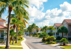 A collage of Florida cities ideal for retirees, featuring sunny landscapes and affordable living options.