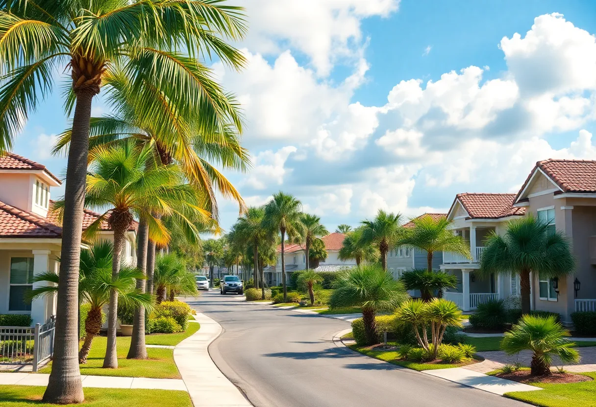 A collage of Florida cities ideal for retirees, featuring sunny landscapes and affordable living options.