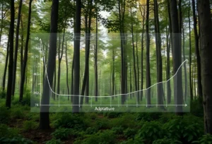 Forest landscape representing Florida's timber industry decline with graphs overlay