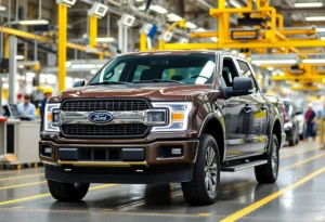 Ford F-150 Lightning electric truck on assembly line