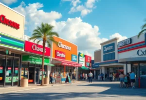Storefronts of franchise businesses in Jacksonville, Florida