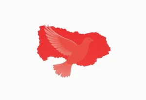 A dove representing peace and freedom with Belarusian landmarks in the background.