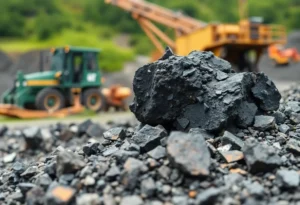 Machinery extracting graphite in a green mining site