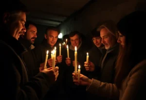 Israeli hostages celebrating Hanukkah in a Gaza tunnel.