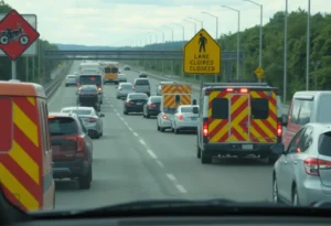 Traffic congestion on I-95 due to lane closure from a tractor-trailer crash.