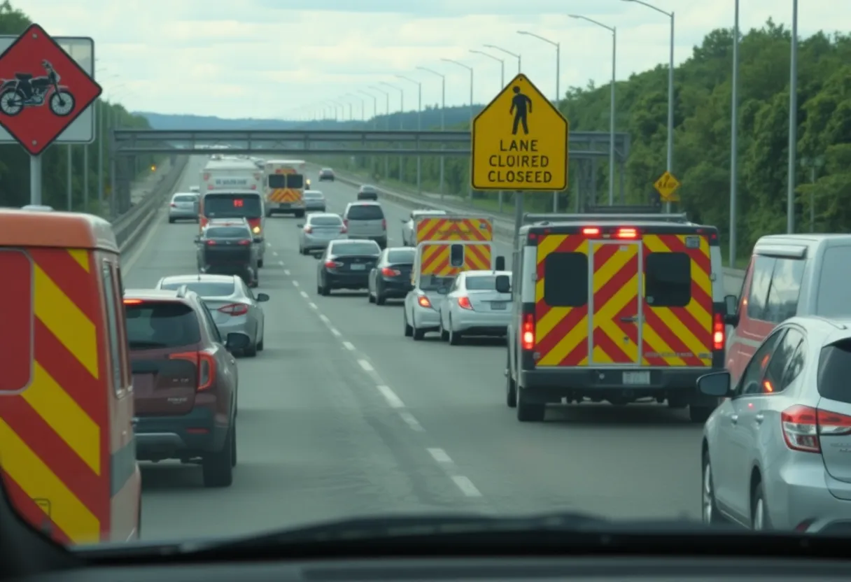 Traffic congestion on I-95 due to lane closure from a tractor-trailer crash.