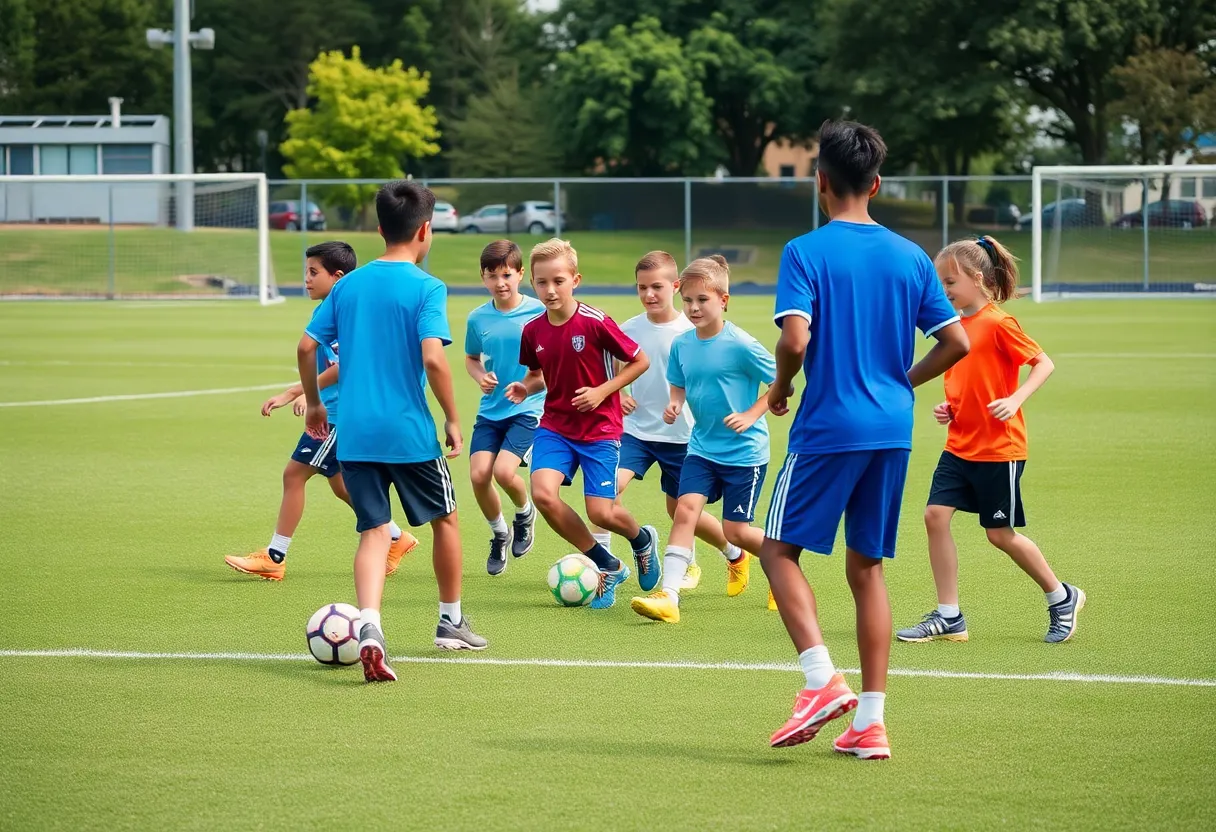 Illinois football recruits training on the field