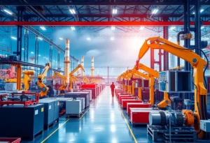 Industrial factories and automation machines in a business merger context