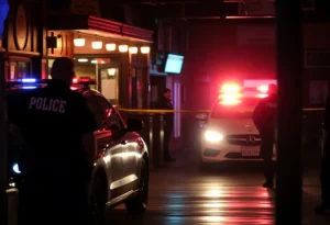 Emergency responders at the scene of a shooting outside Tipsy's Bar and Grill in Jacksonville.