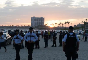 Police officers managing a situation at Jacksonville Beach