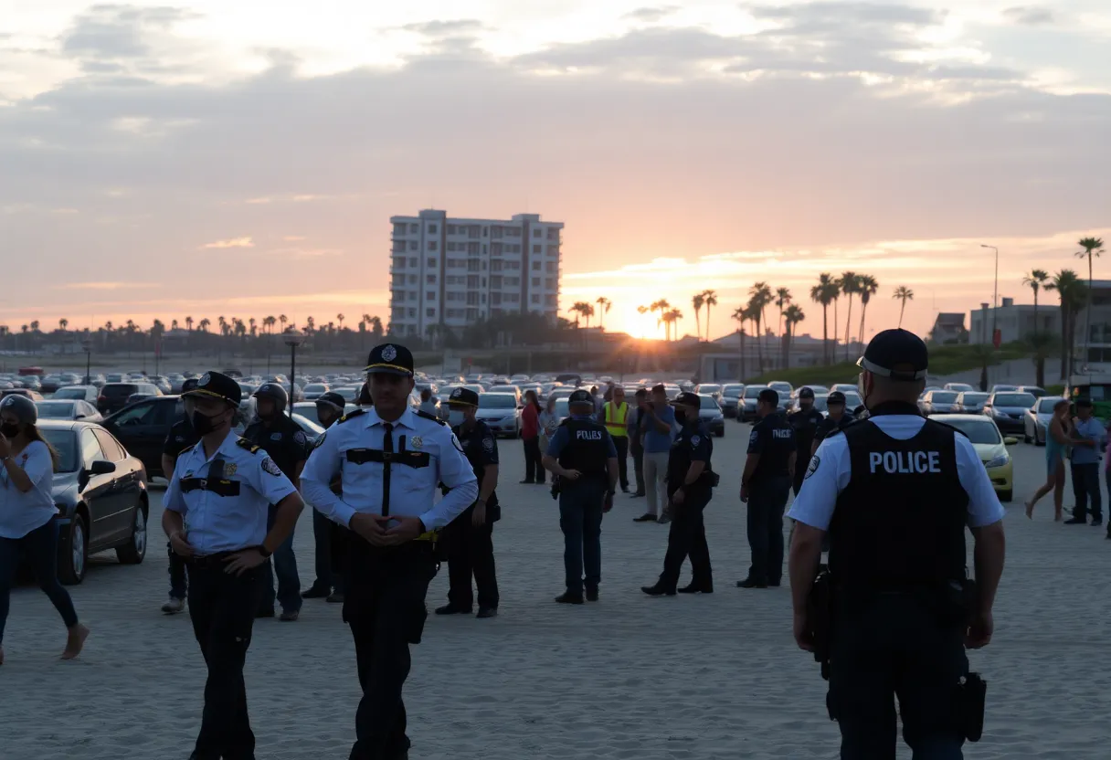 Police officers managing a situation at Jacksonville Beach