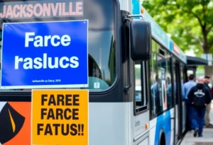 A Jacksonville city bus offering reduced fare services