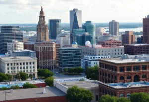 Panoramic view of Jacksonville's skyline with historic buildings