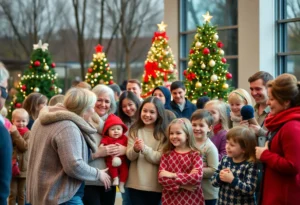 Children and families celebrating at a Jacksonville adoption event before the holidays.