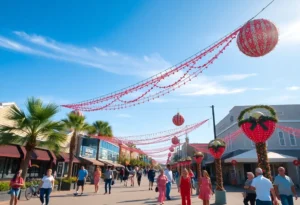 Sunny outdoor Christmas celebration in Jacksonville, Florida.