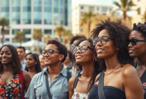 Diverse individuals in Jacksonville reflecting on personal and societal transitions