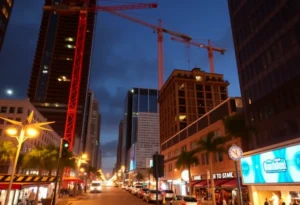 Construction in downtown Jacksonville signaling a development boom.