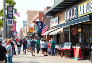 Local entrepreneurs in Jacksonville engaging with fans during NFL playoffs.
