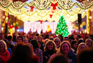 Crowd enjoying holiday events in Jacksonville, FL