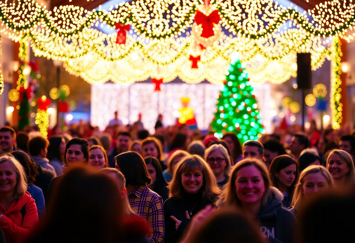 Crowd enjoying holiday events in Jacksonville, FL