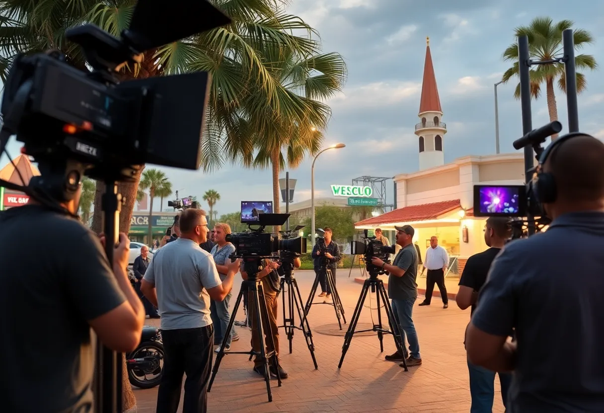 A bustling film set in Jacksonville, showcasing local talent and production.