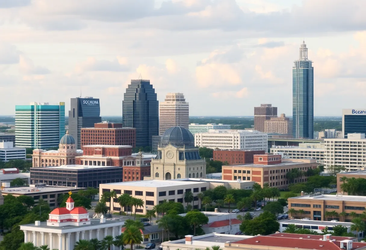 Jacksonville cityscape showcasing local businesses and environmental features.