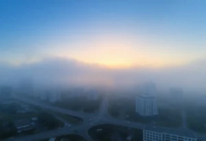Foggy morning scene in Jacksonville, Florida