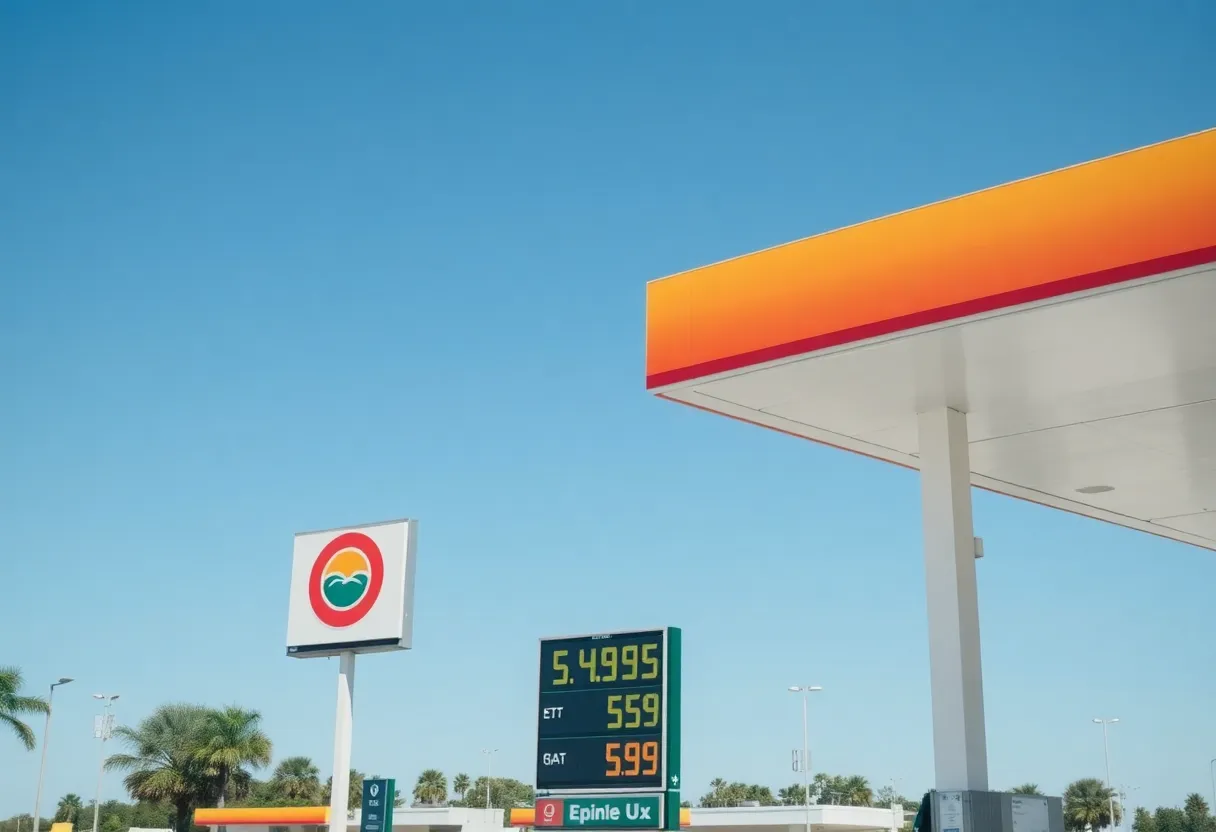 Gas station sign displaying prices in Jacksonville, Florida.