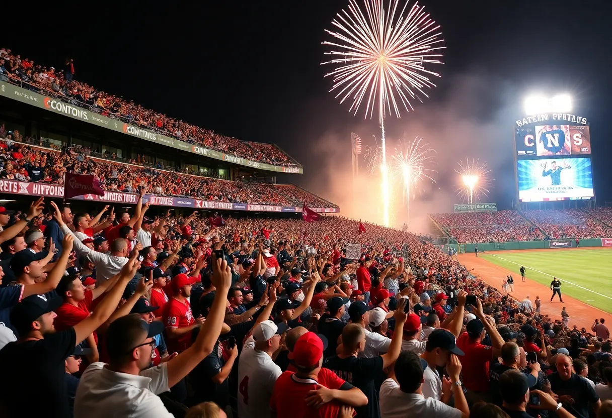 Fans celebrating at Jacksonville Jumbo Shrimp baseball game