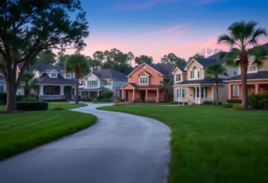 A picturesque view of Jacksonville houses highlighting the impact of lower mortgage rates.