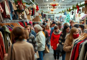 Shoppers at a thrift store in Jacksonville during the holiday season