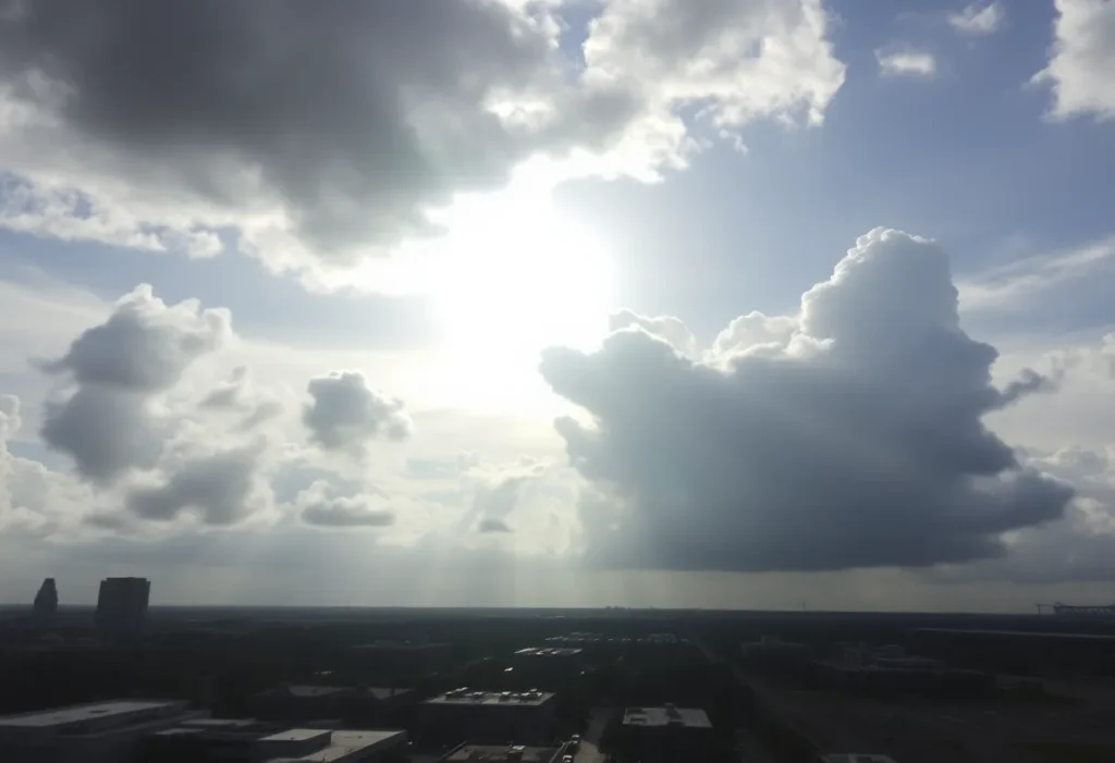 Scenic view of Jacksonville with mixed weather conditions.