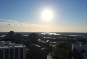 Landscape photo of Jacksonville, Florida showing clear skies and chilly weather