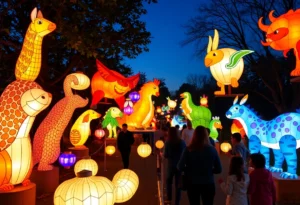 Illuminated lanterns at the Colors of the Wild event at Jacksonville Zoo.