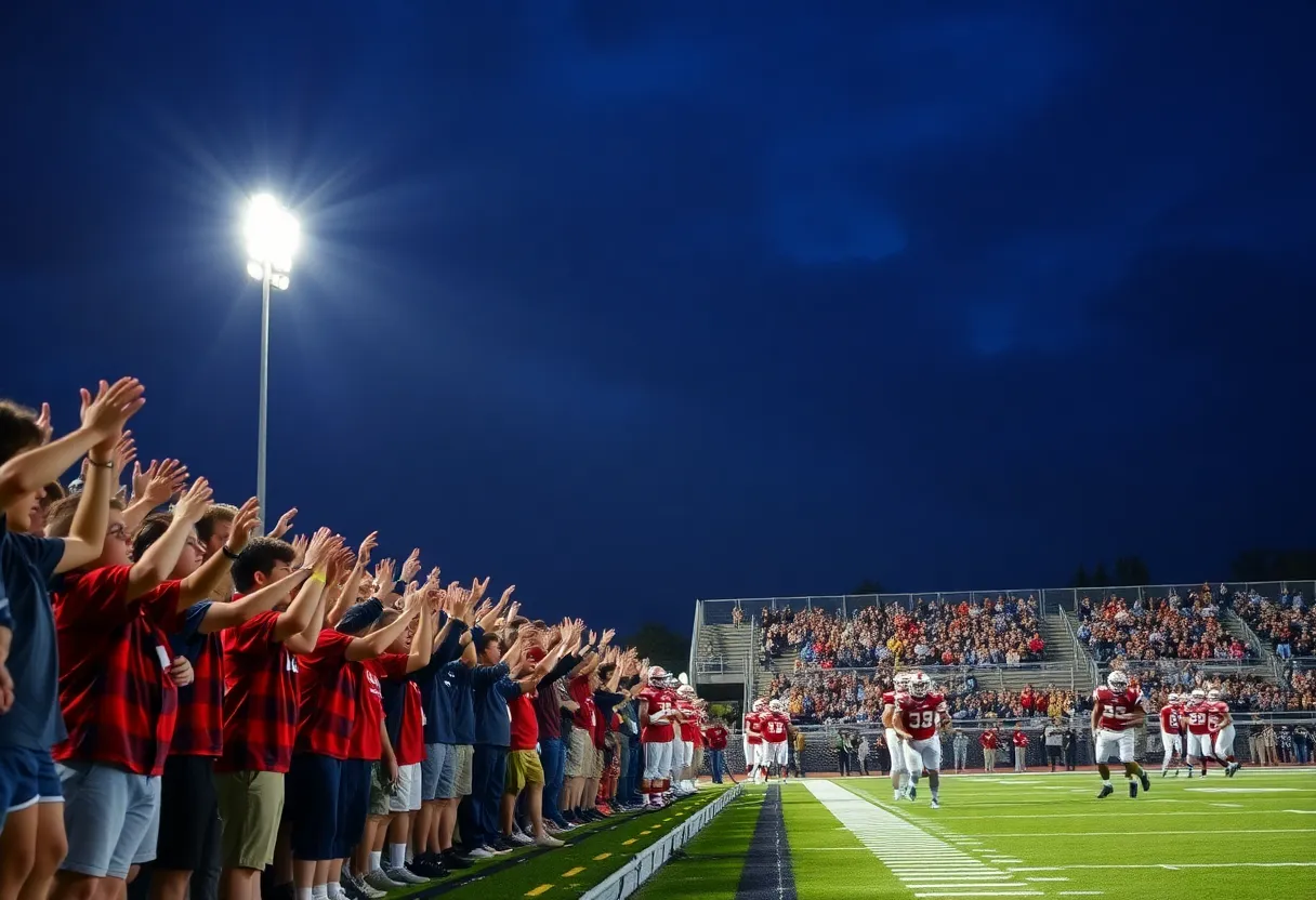High school football teams from Jacksonville in action during a game.