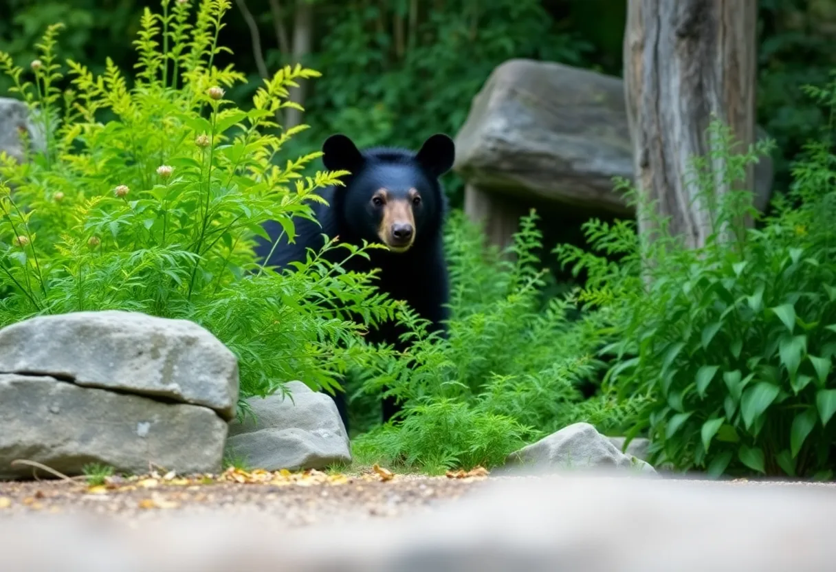 American black bear in a zoo exhibit