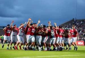 Jacksonville Jaguars players celebrating after a victory over the New York Jets.