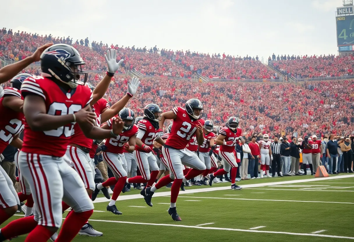 Jacksonville Jaguars football team celebrating a touchdown during a game.