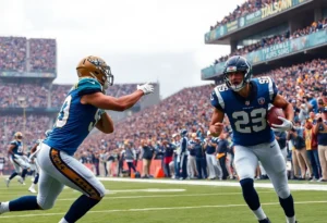 Jacksonville Jaguars playing against the Indianapolis Colts during a football game.