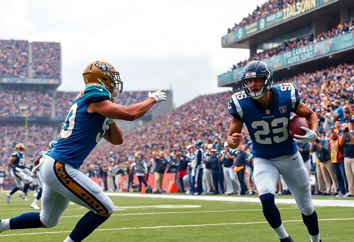 Jacksonville Jaguars playing against the Indianapolis Colts during a football game.
