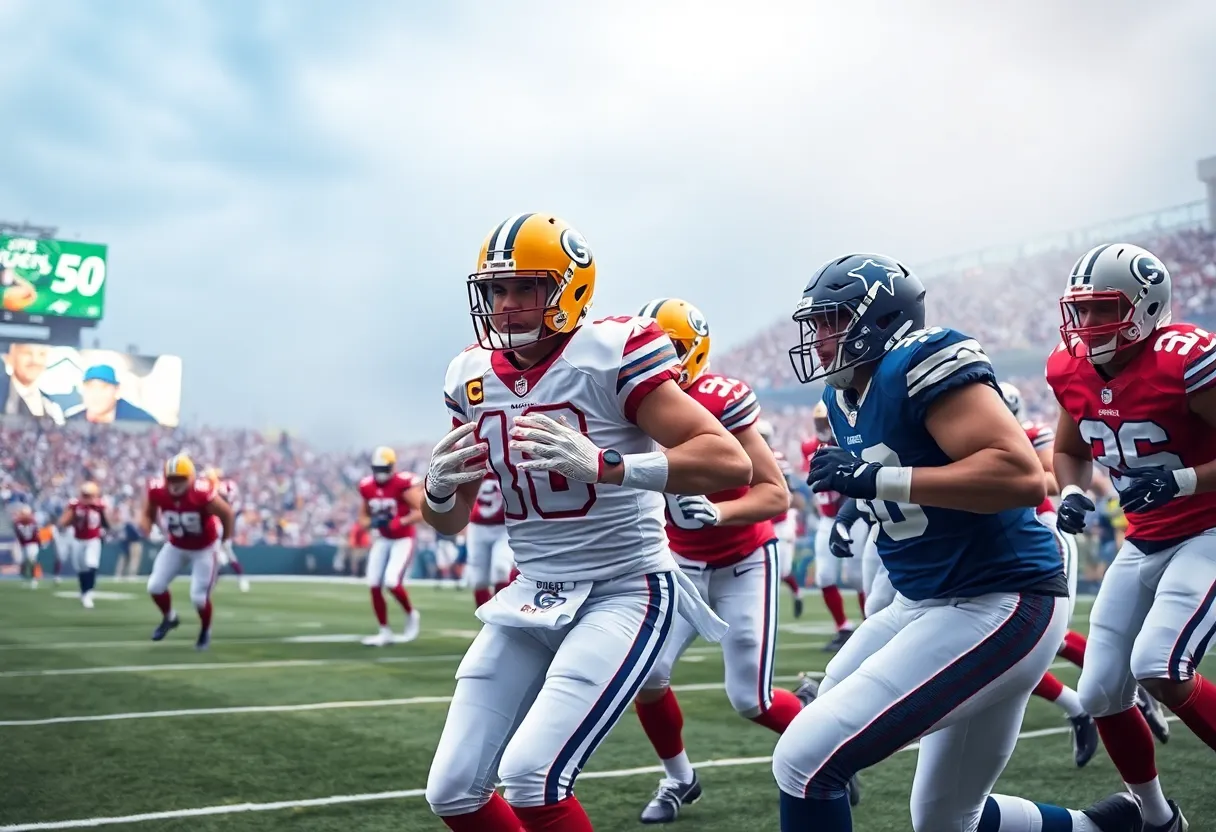 Jacksonville Jaguars players celebrating a touchdown against the Indianapolis Colts during a game