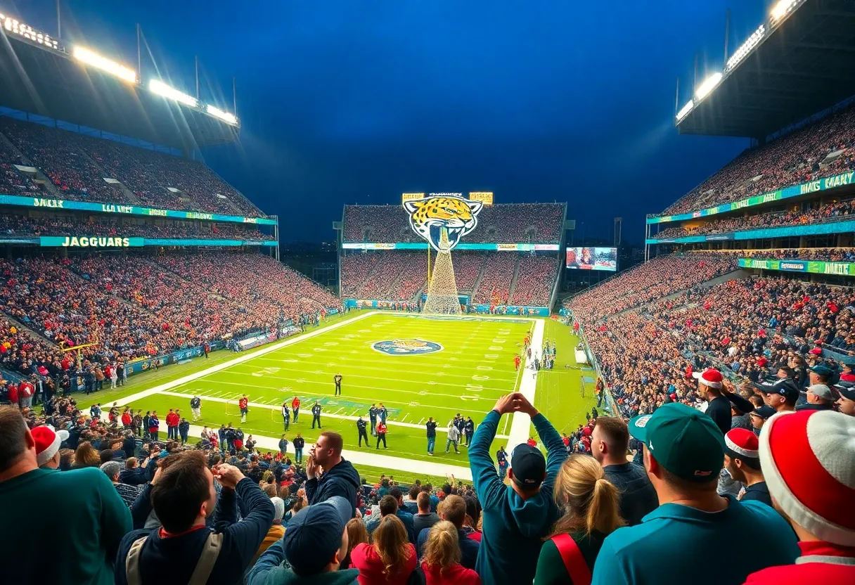 Jacksonville Jaguars fans cheering at the stadium