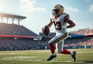 Wide receiver making a catch during a football game