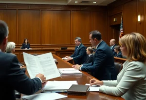 Courtroom during the jury selection for the Jared Bridegan murder trial.